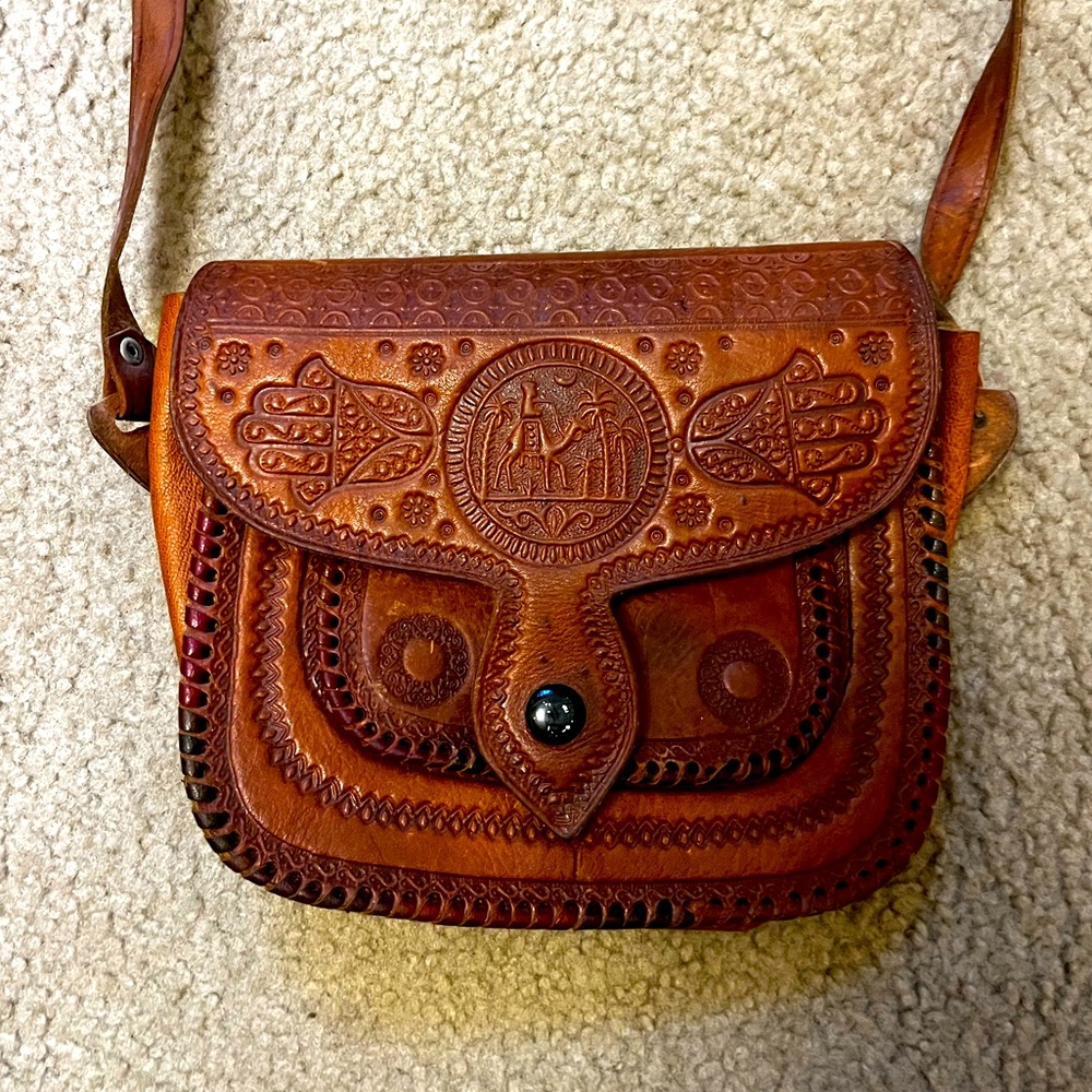 Hand-Stamped Moroccan Real Leather Purse